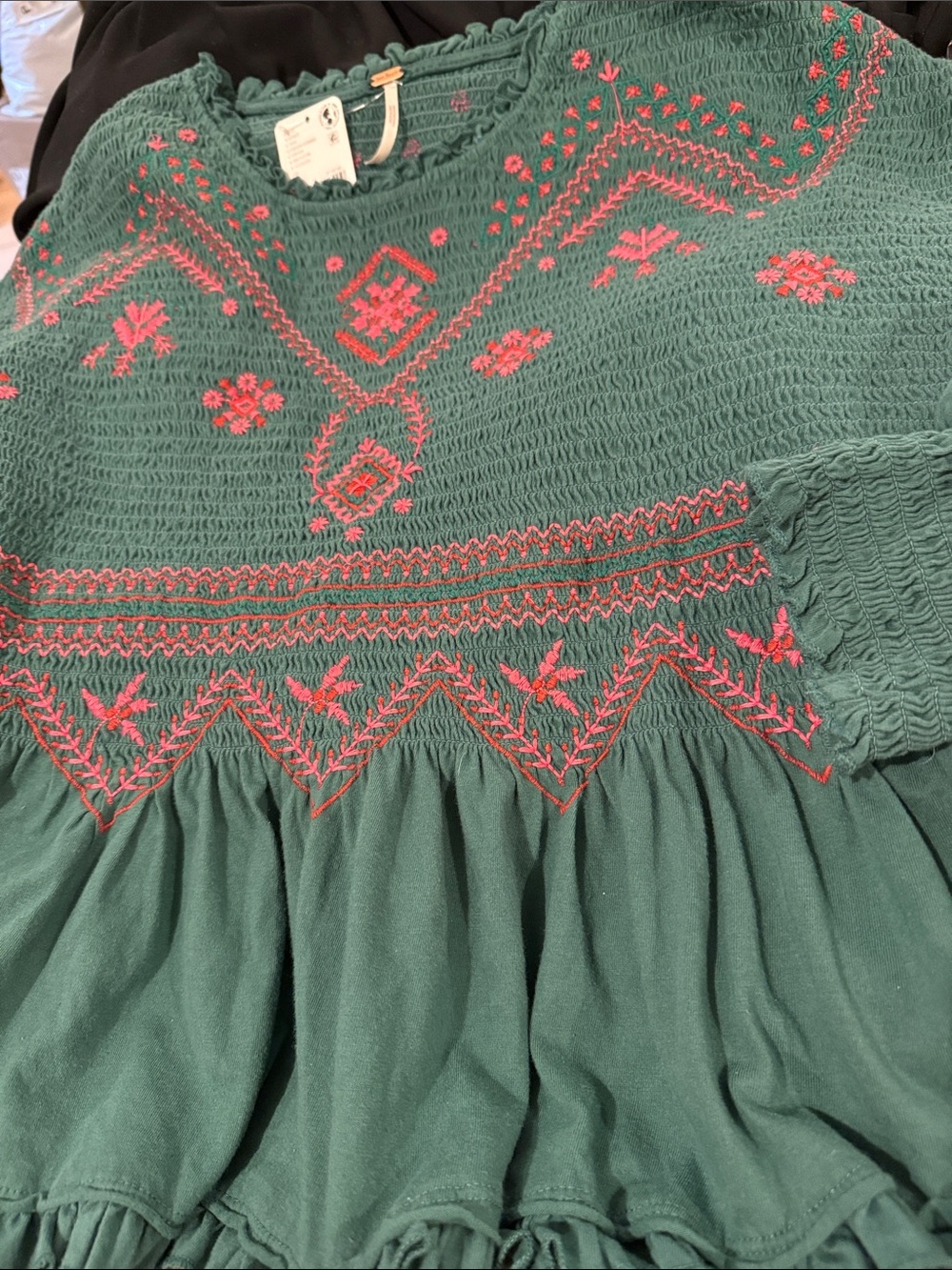 FREE PEOPLE HOLLY KNIT TOP in Green Combo NWT sz L - Picture 4 of 5